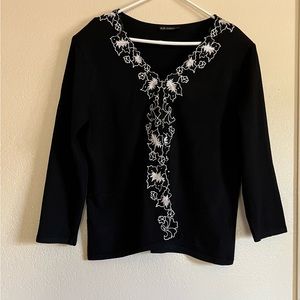 AD Originals Knit Toptunic  L  embroidered Black/white